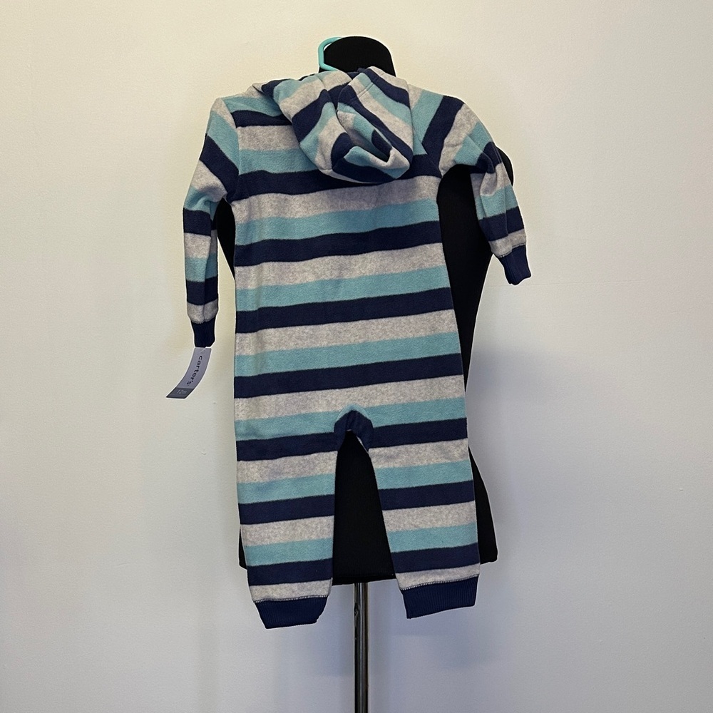 Carter’s Striped Hooded Baby fleece One-Piece 12 months - Picture 3 of 3